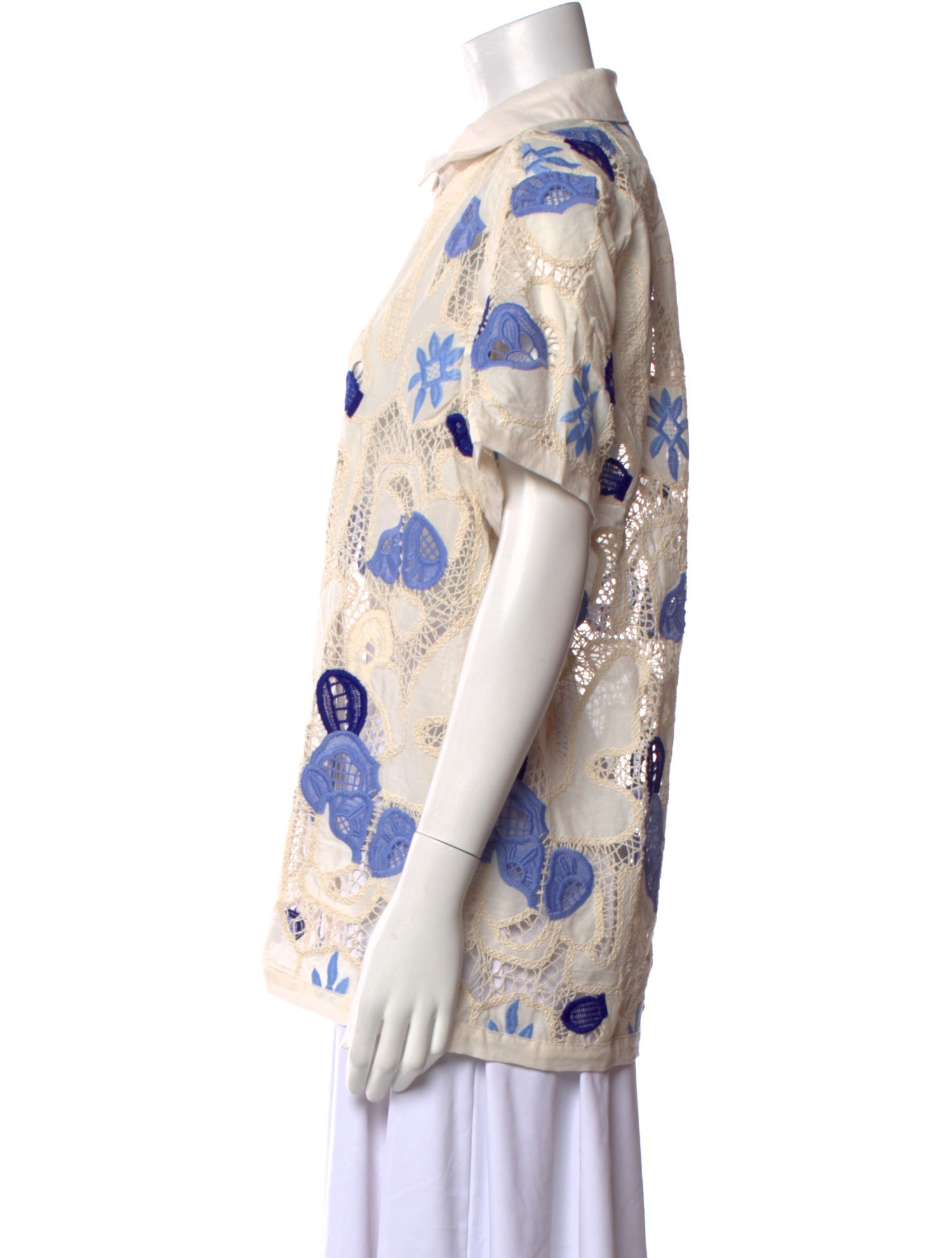 Agua Bendita Printed Short Sleeve Button-Up Top