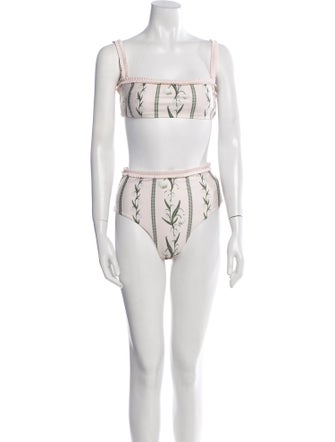 Agua Bendita Floral Print Ruffle Embellishment Bikini