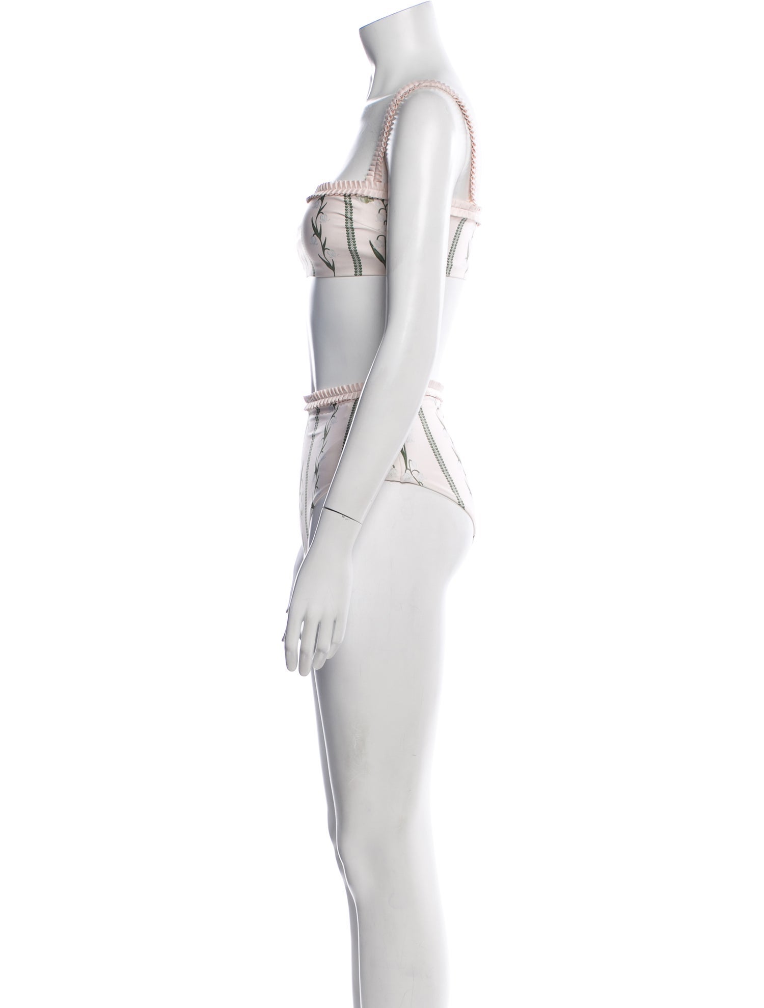 Agua Bendita Floral Print Ruffle Embellishment Bikini