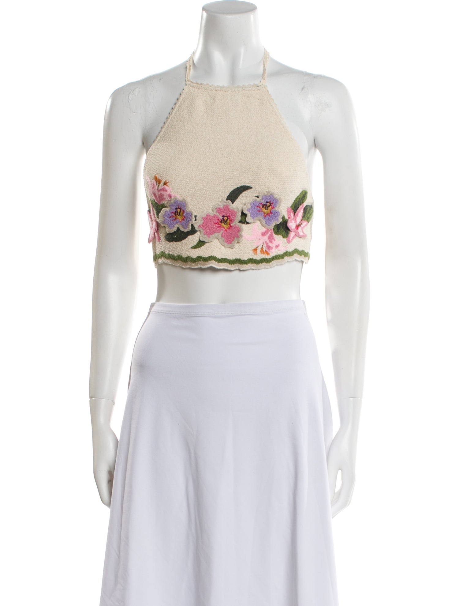 Agua Bendita Linen Floral Print Crop Top