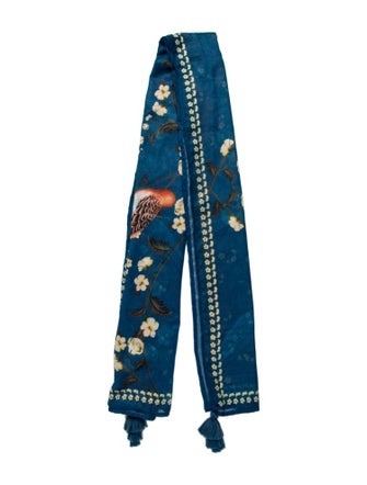 Agua Bendita Silk Floral Print Scarf