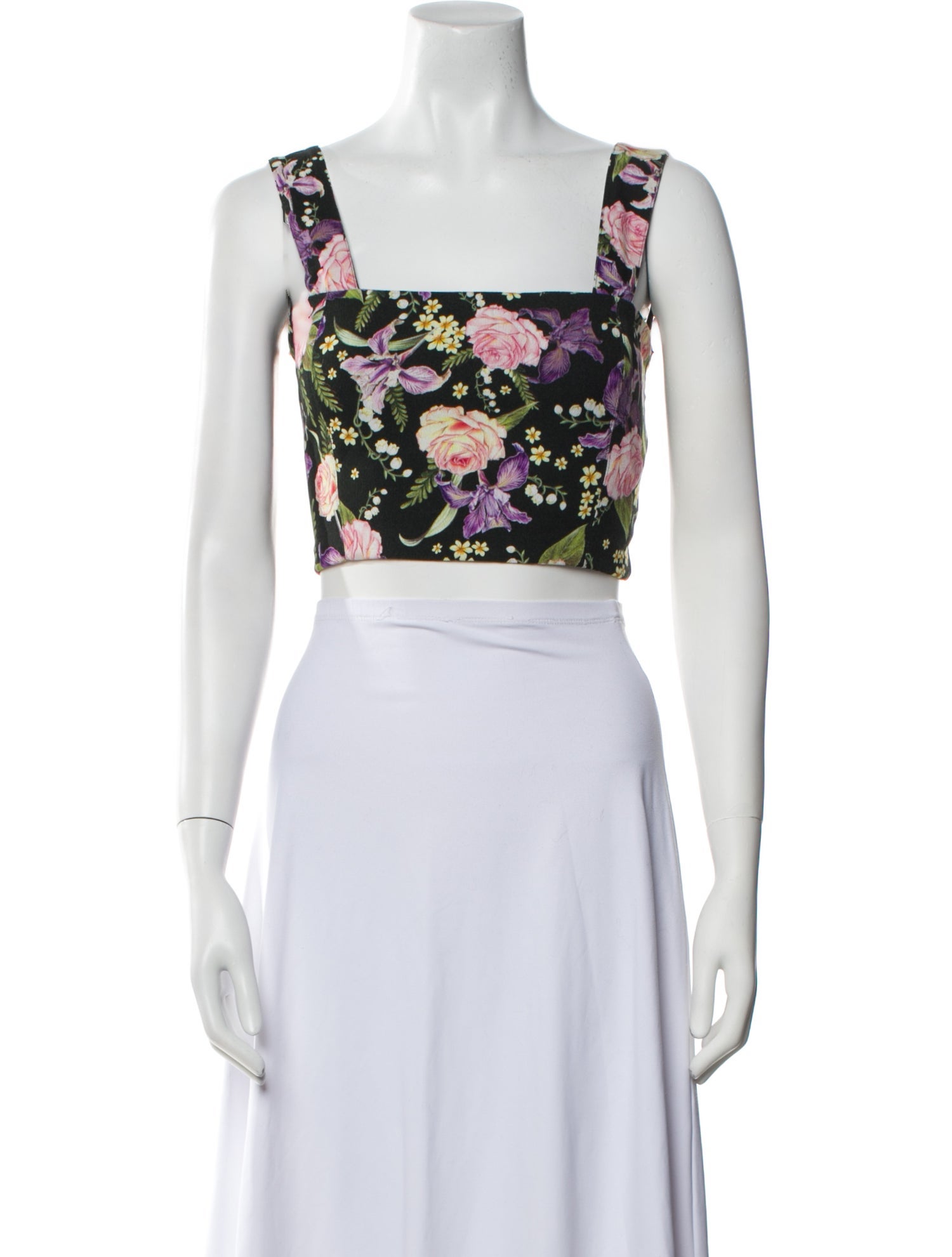Agua Bendita Floral Print Square Neckline Crop Top w/ Tags