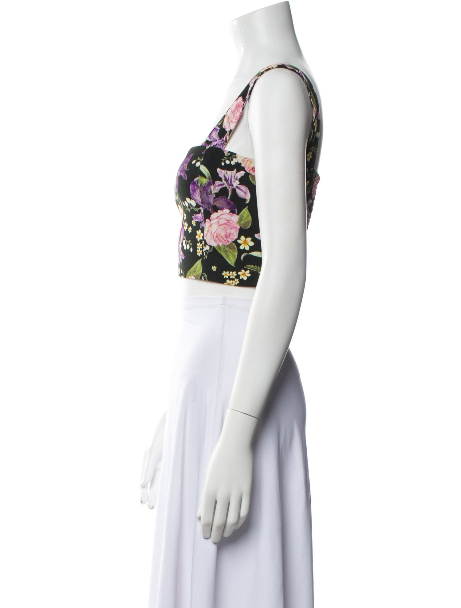 Agua Bendita Floral Print Square Neckline Crop Top w/ Tags