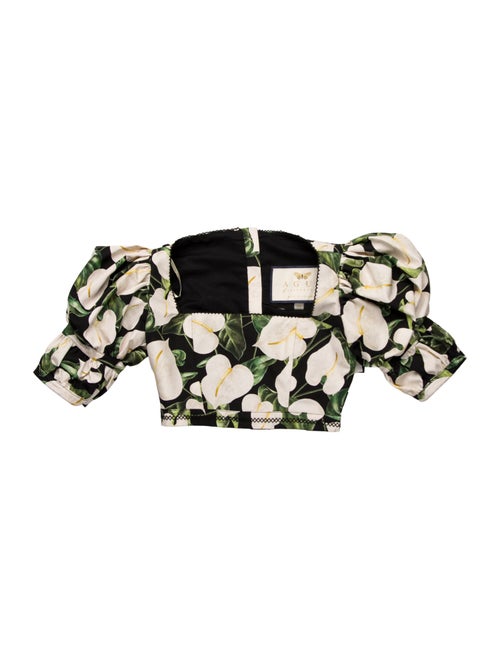Agua Bendita Floral Print Square Neckline Crop Top