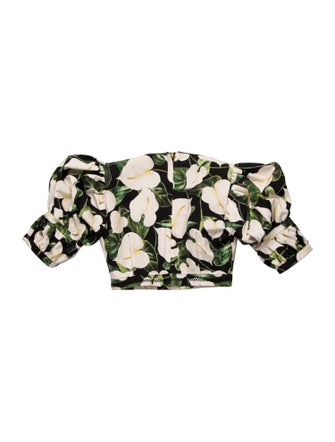 Agua Bendita Floral Print Square Neckline Crop Top