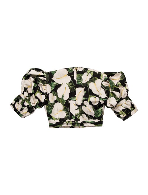 Agua Bendita Floral Print Square Neckline Crop Top
