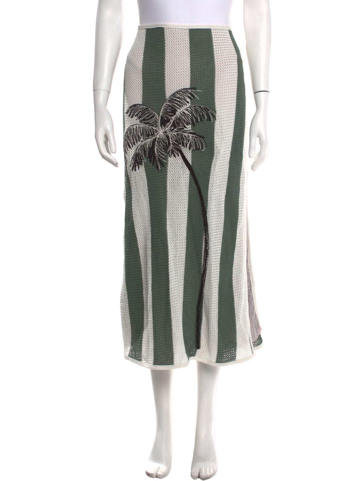 Agua Bendita Striped Midi Length Skirt