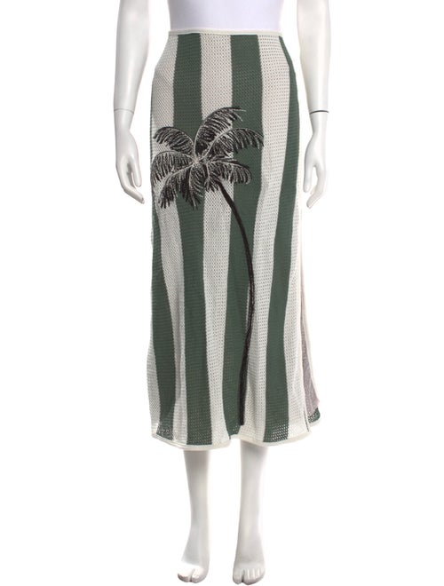 Agua Bendita Striped Midi Length Skirt