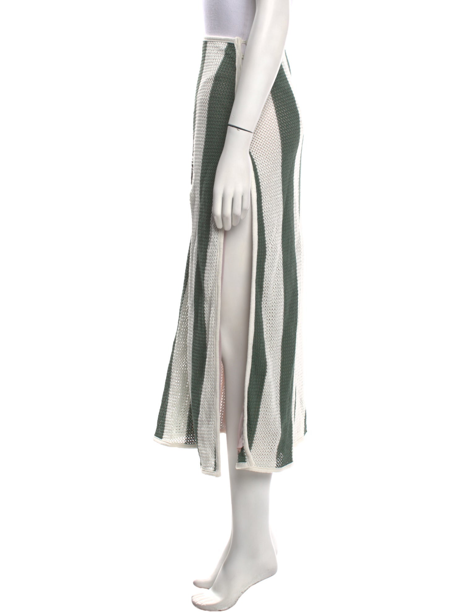 Agua Bendita Striped Midi Length Skirt