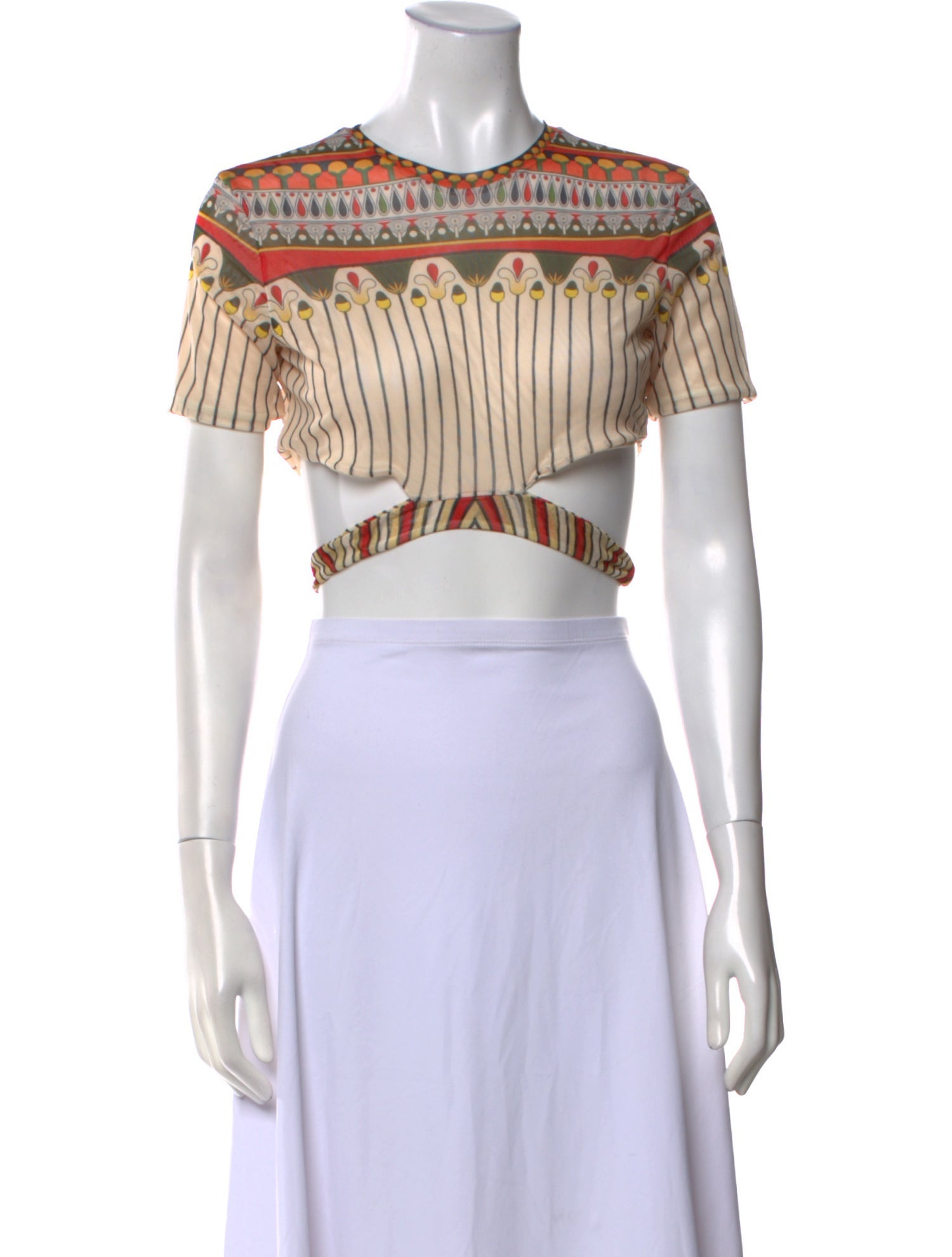 Agua Bendita Striped Crew Neck Crop Top