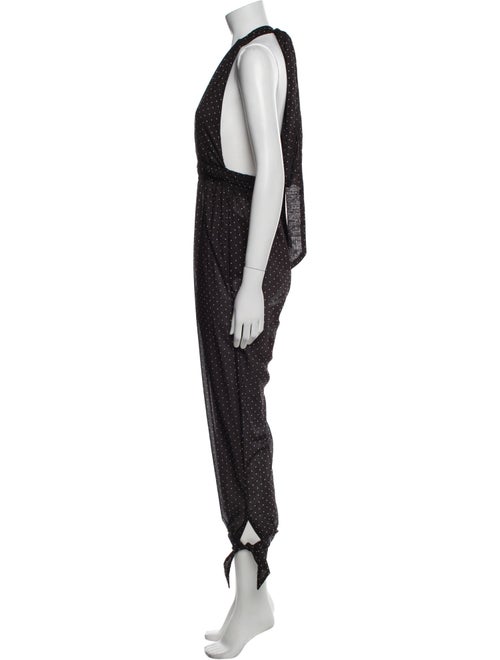 Agua Bendita Polka Dot Print Plunge Neckline Jumpsuit