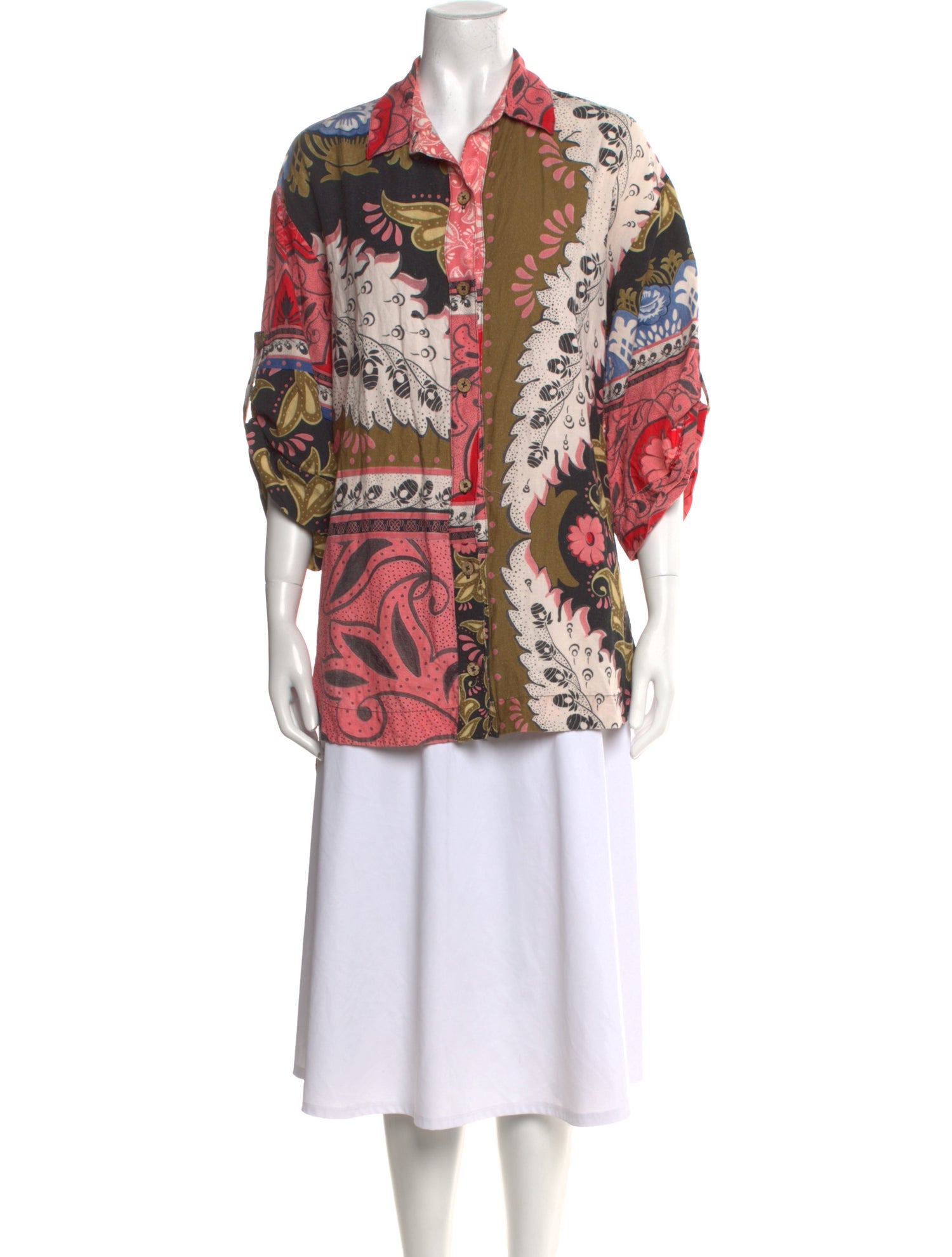 Agua Bendita Printed Three-Quarter Sleeve Tunic