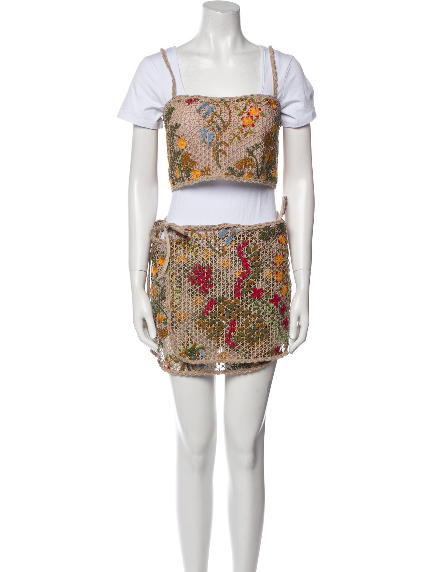 Agua Bendita Lace Pattern Skirt Set w/ Tags