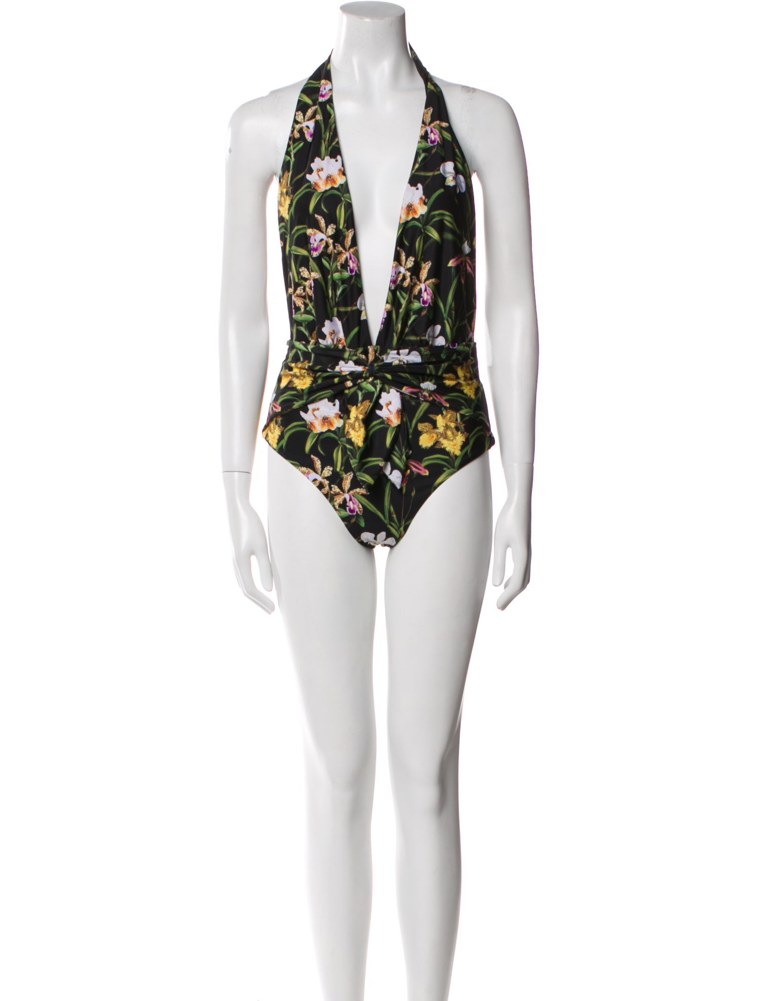 Agua Bendita Floral Print Bow Accents One-Piece