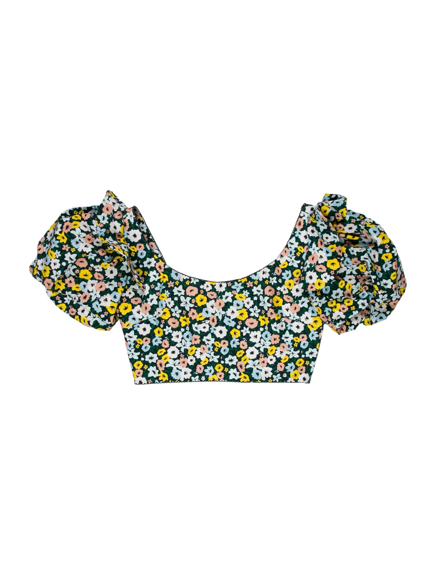 Agua Bendita Floral Print Strapless Crop Top