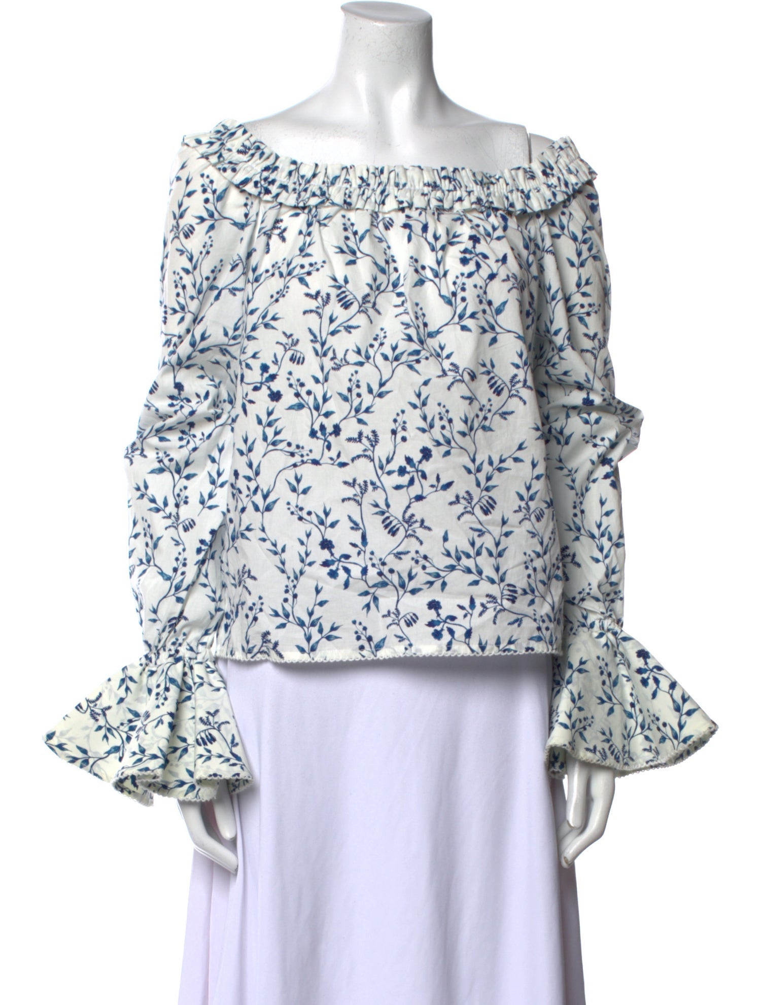 Agua Bendita Floral Print Off-The-Shoulder Blouse