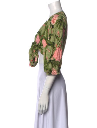 Agua Bendita Floral Print V-Neck Crop Top