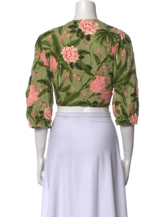 Agua Bendita Floral Print V-Neck Crop Top