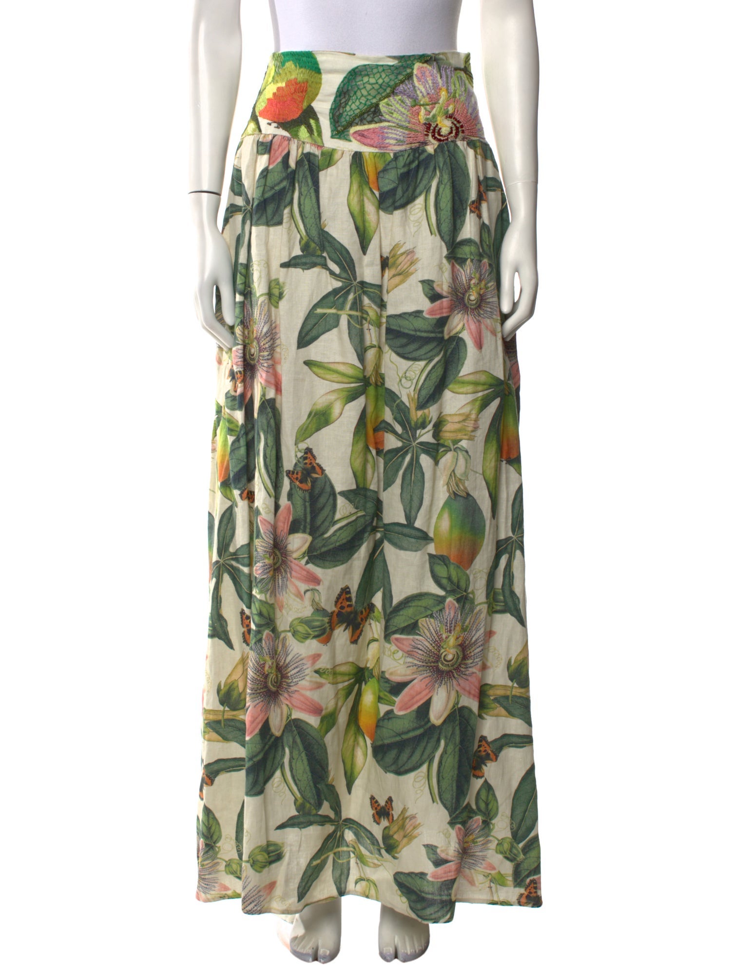 Agua Bendita Floral Print Long Skirt w/ Tags