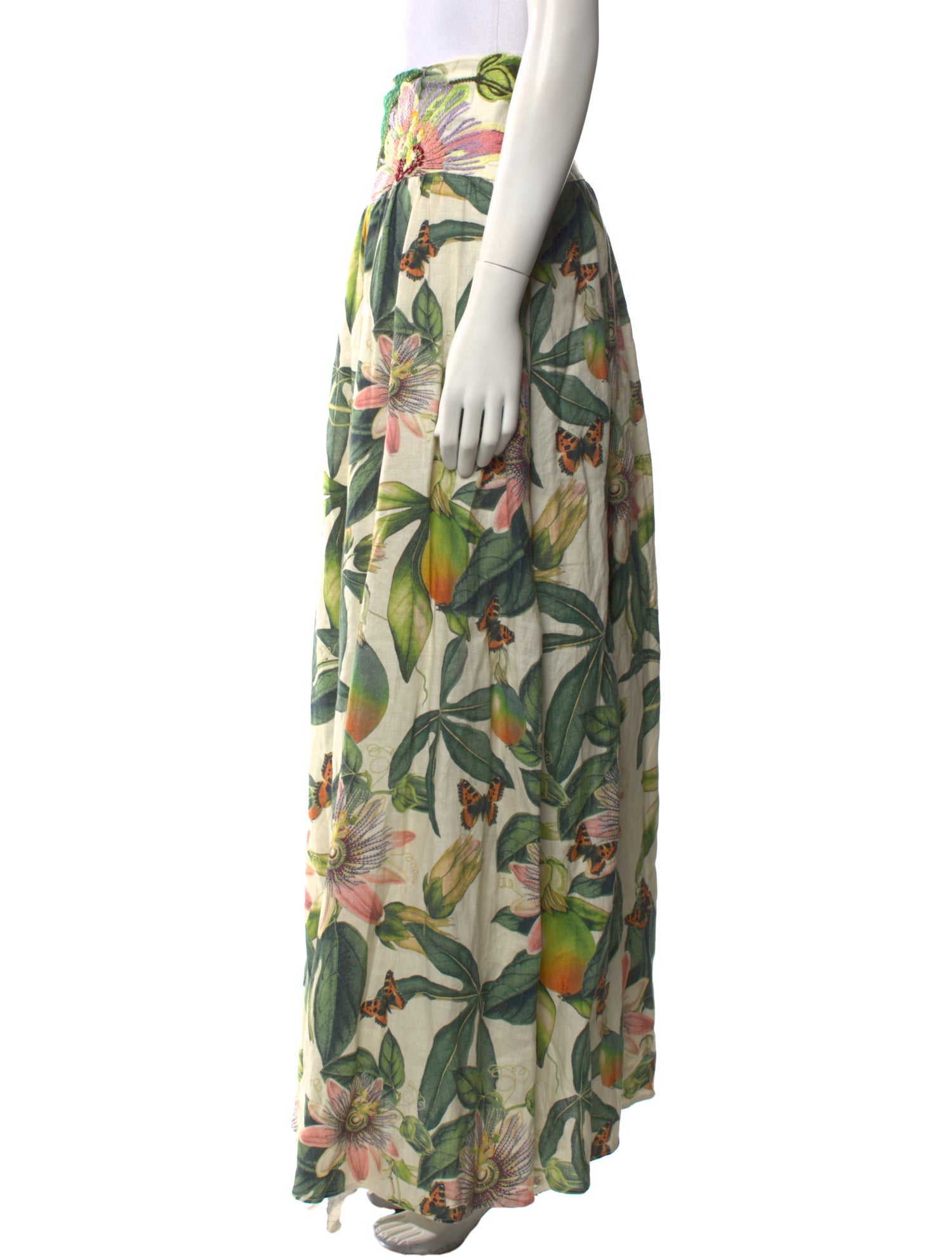 Agua Bendita Floral Print Long Skirt w/ Tags