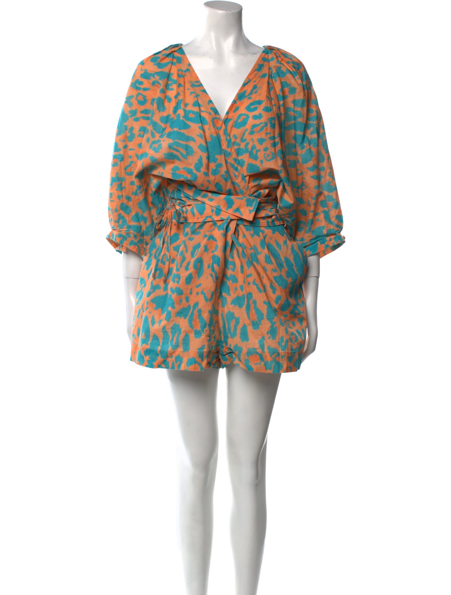 Agua Bendita Printed Plunge Neckline Romper