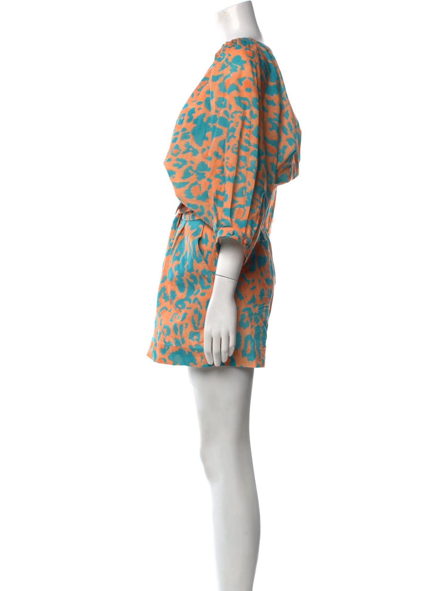 Agua Bendita Printed Plunge Neckline Romper