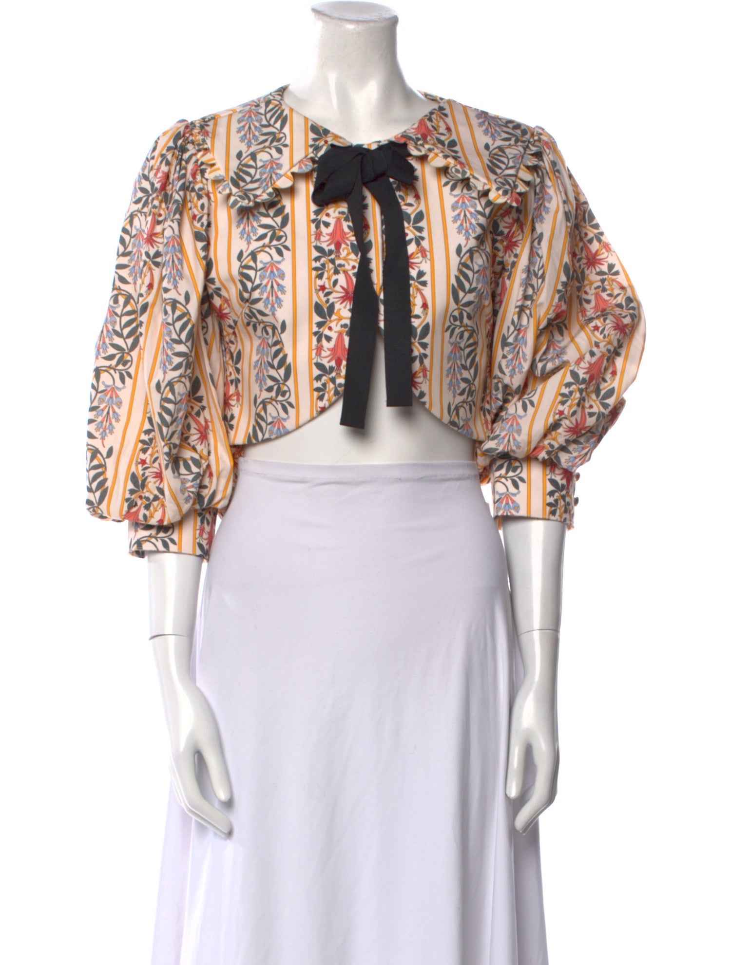 Agua Bendita Paisley Print Tie Neck Crop Top