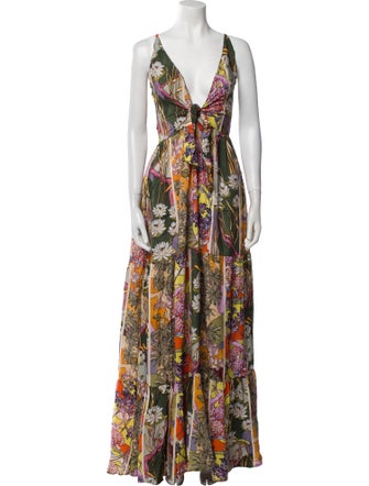 Agua Bendita Floral Print Long Dress