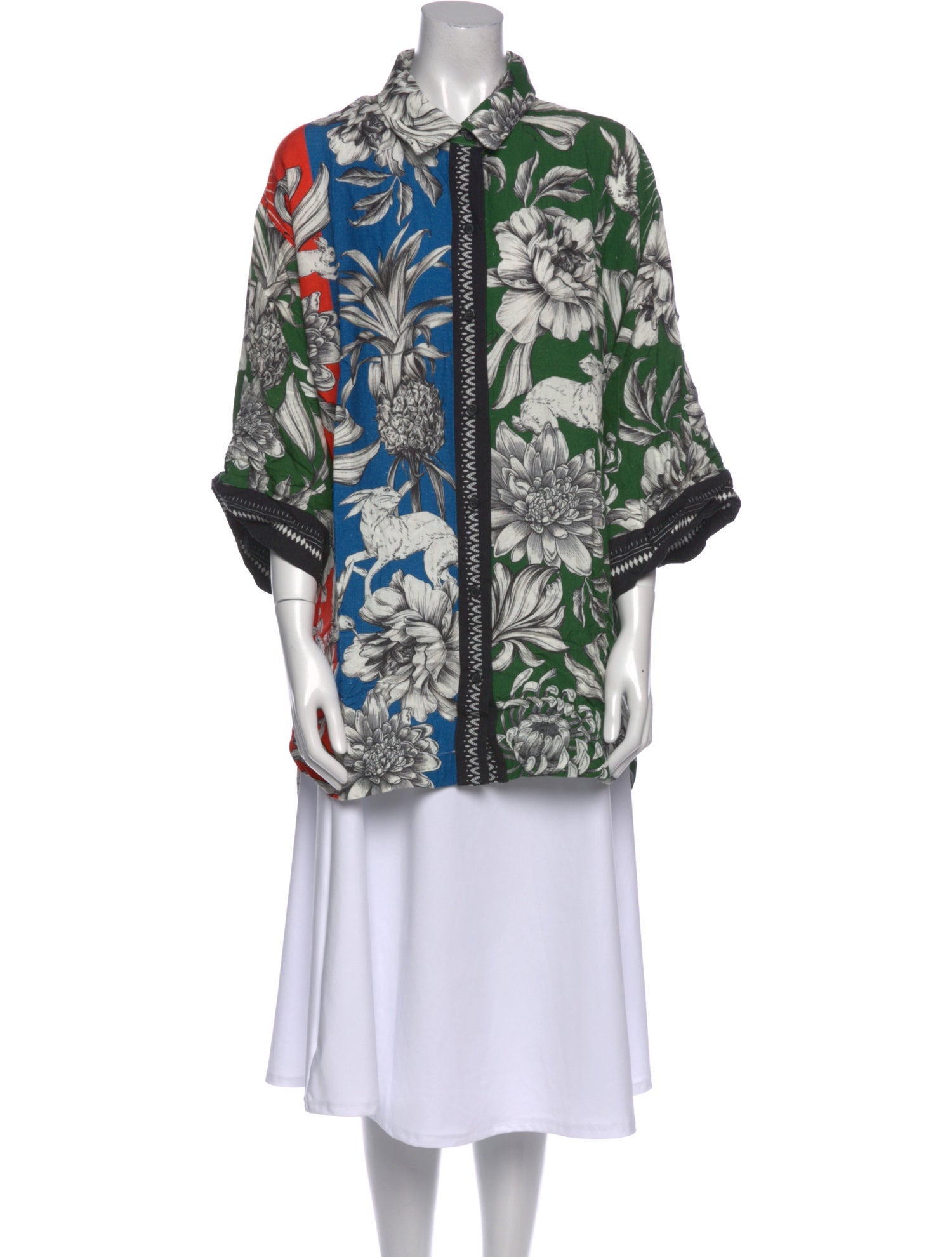 Agua Bendita Floral Print Long Sleeve Tunic