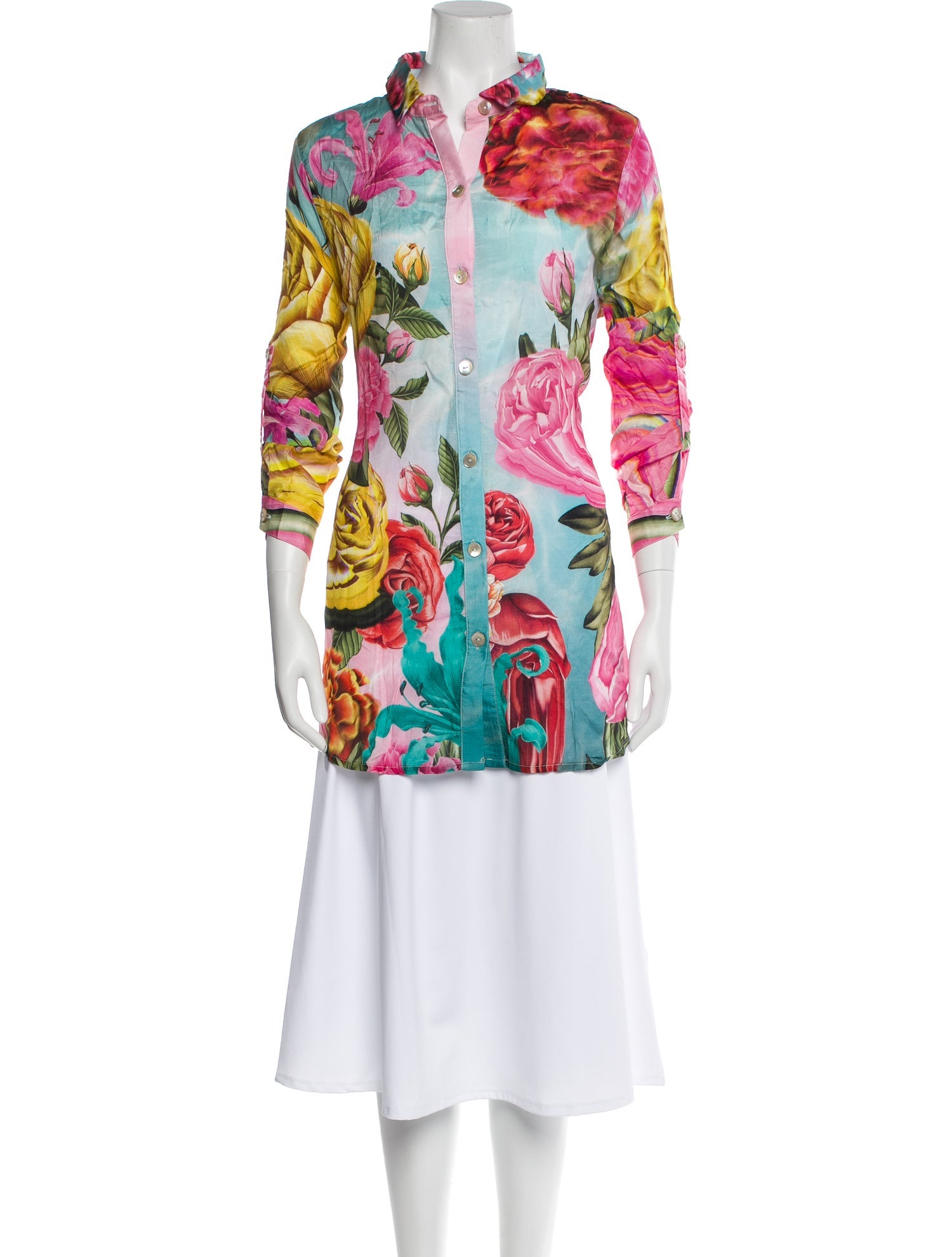 Agua Bendita Floral Print Mock Neck Tunic
