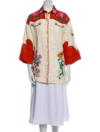 Agua Bendita Floral Print Three-Quarter Sleeve Tunic