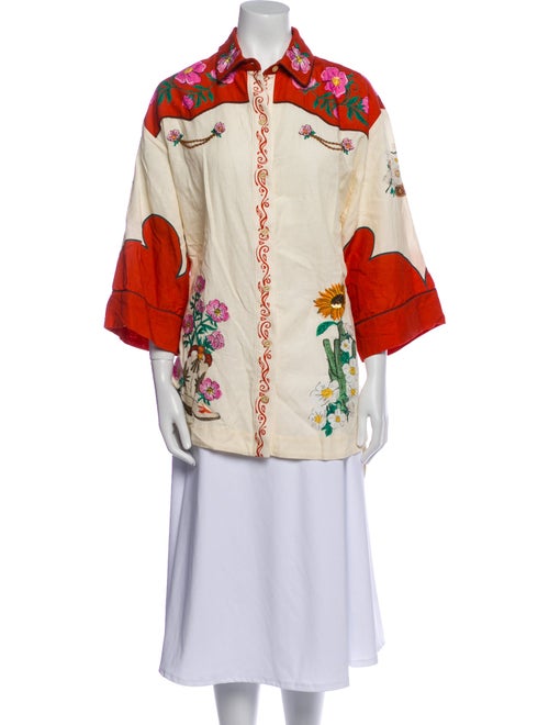 Agua Bendita Floral Print Three-Quarter Sleeve Tunic