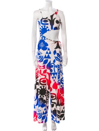 Agua Bendita Printed Asymmetrical Jumpsuit