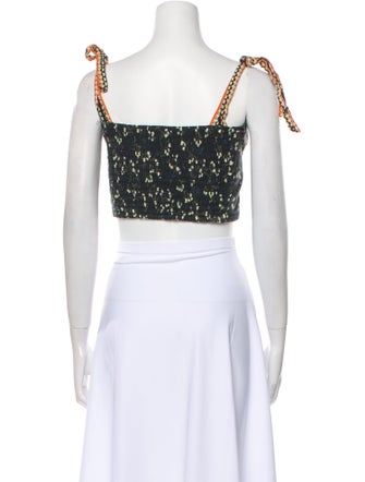 Agua Bendita Floral Print Square Neckline Crop Top