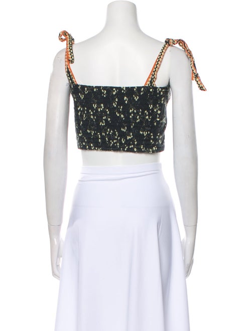 Agua Bendita Floral Print Square Neckline Crop Top