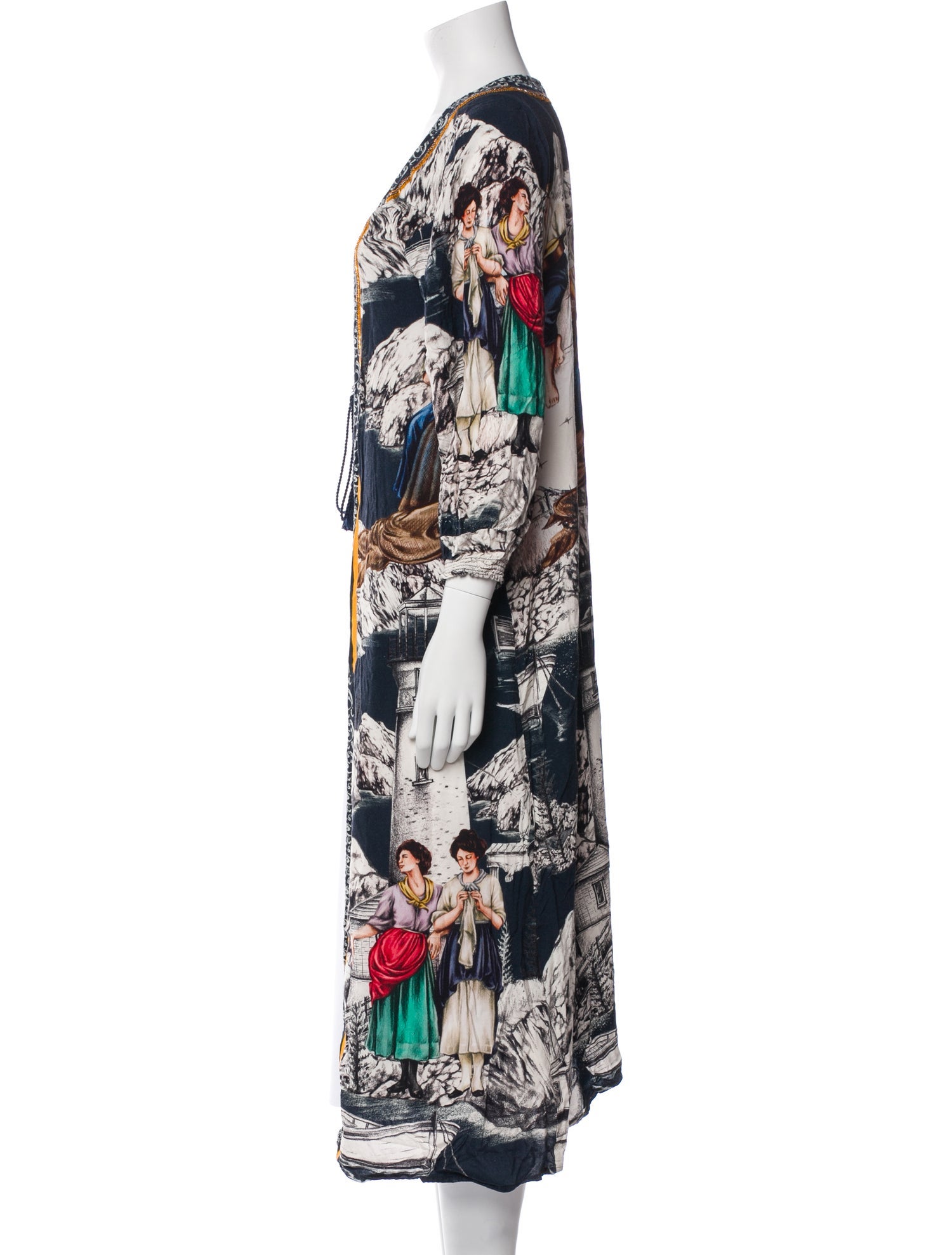 Agua Bendita Printed Tassel Accents Robe