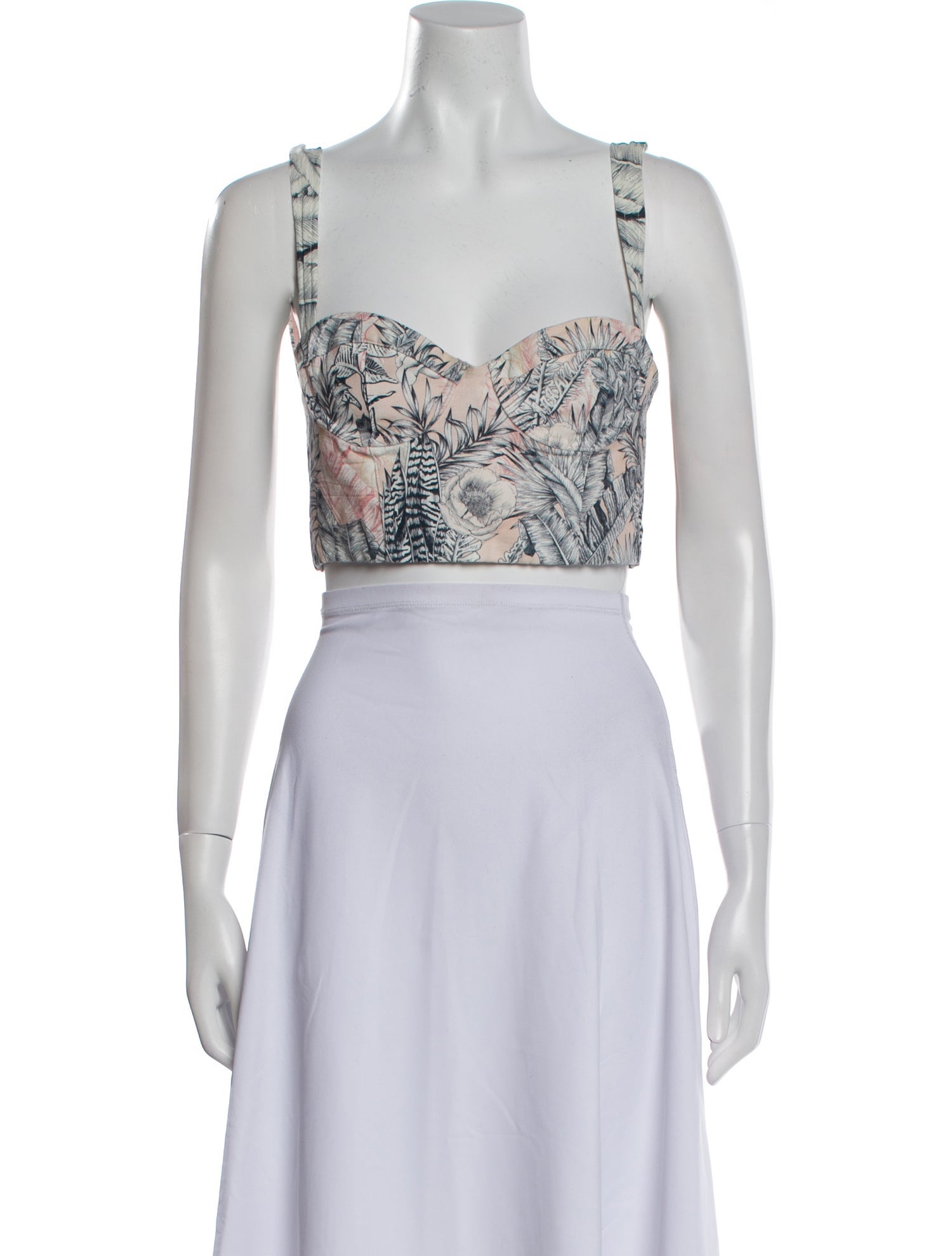 Agua Bendita Paisley Print Square Neckline Crop Top