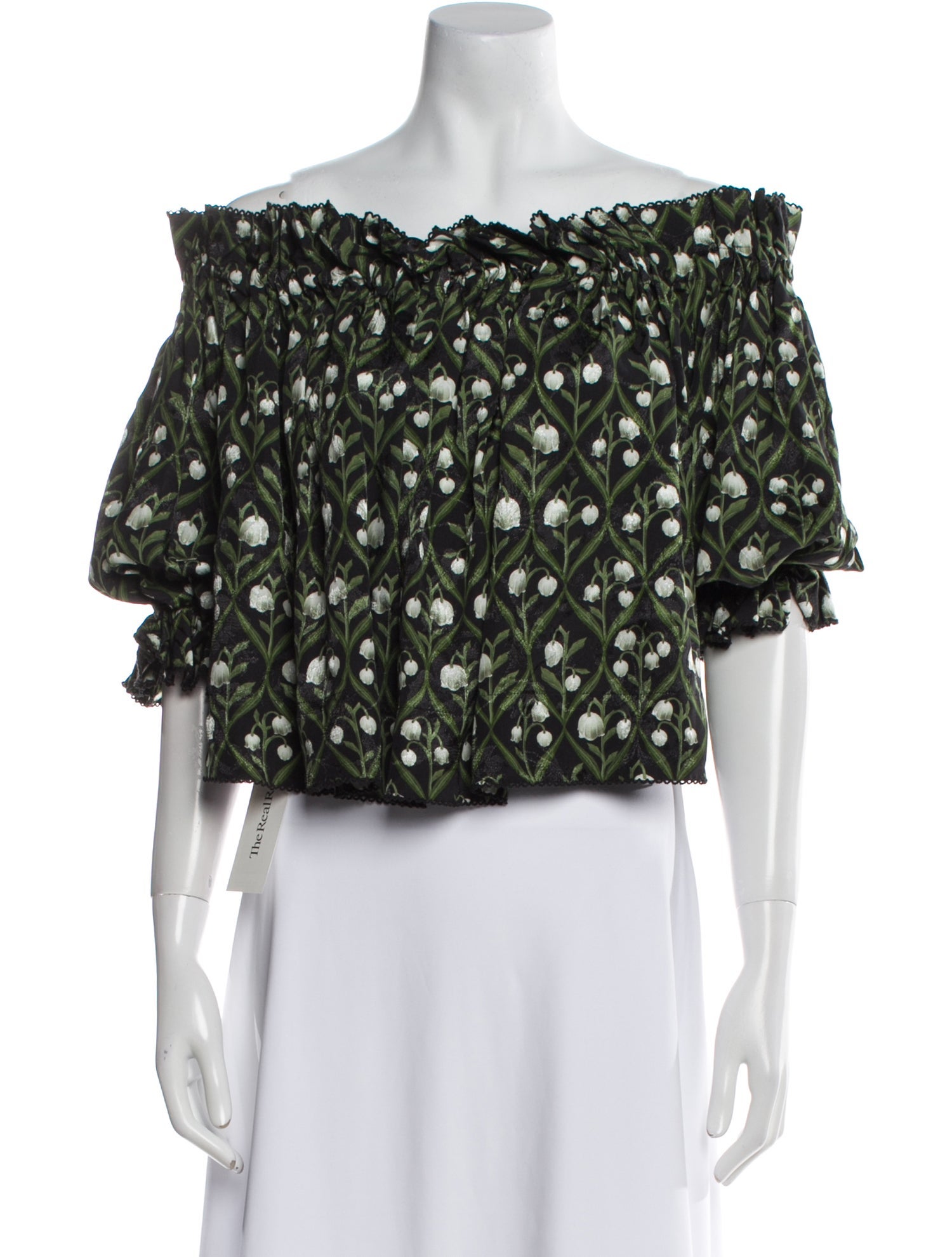 Agua Bendita Printed Off-The-Shoulder Crop Top