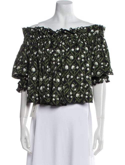 Agua Bendita Printed Off-The-Shoulder Crop Top