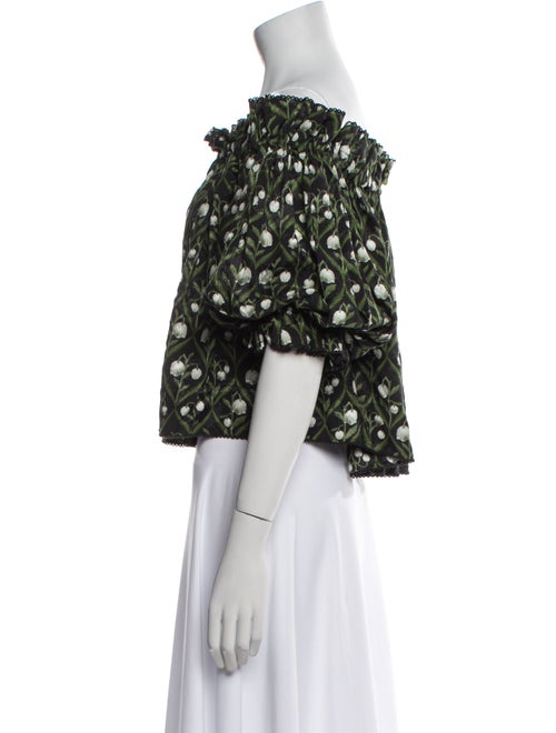 Agua Bendita Printed Off-The-Shoulder Crop Top