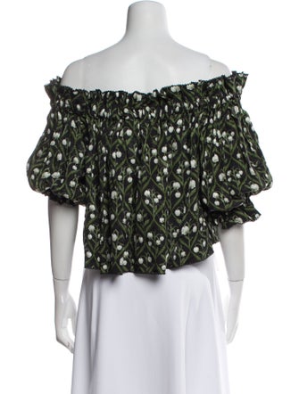 Agua Bendita Printed Off-The-Shoulder Crop Top