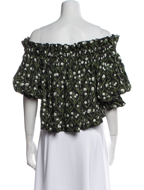 Agua Bendita Printed Off-The-Shoulder Crop Top