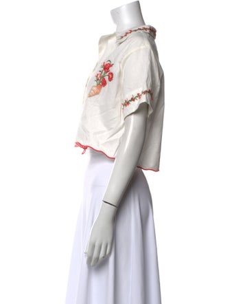 Agua Bendita Floral Print Short Sleeve Crop Top