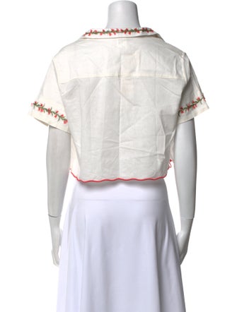 Agua Bendita Floral Print Short Sleeve Crop Top