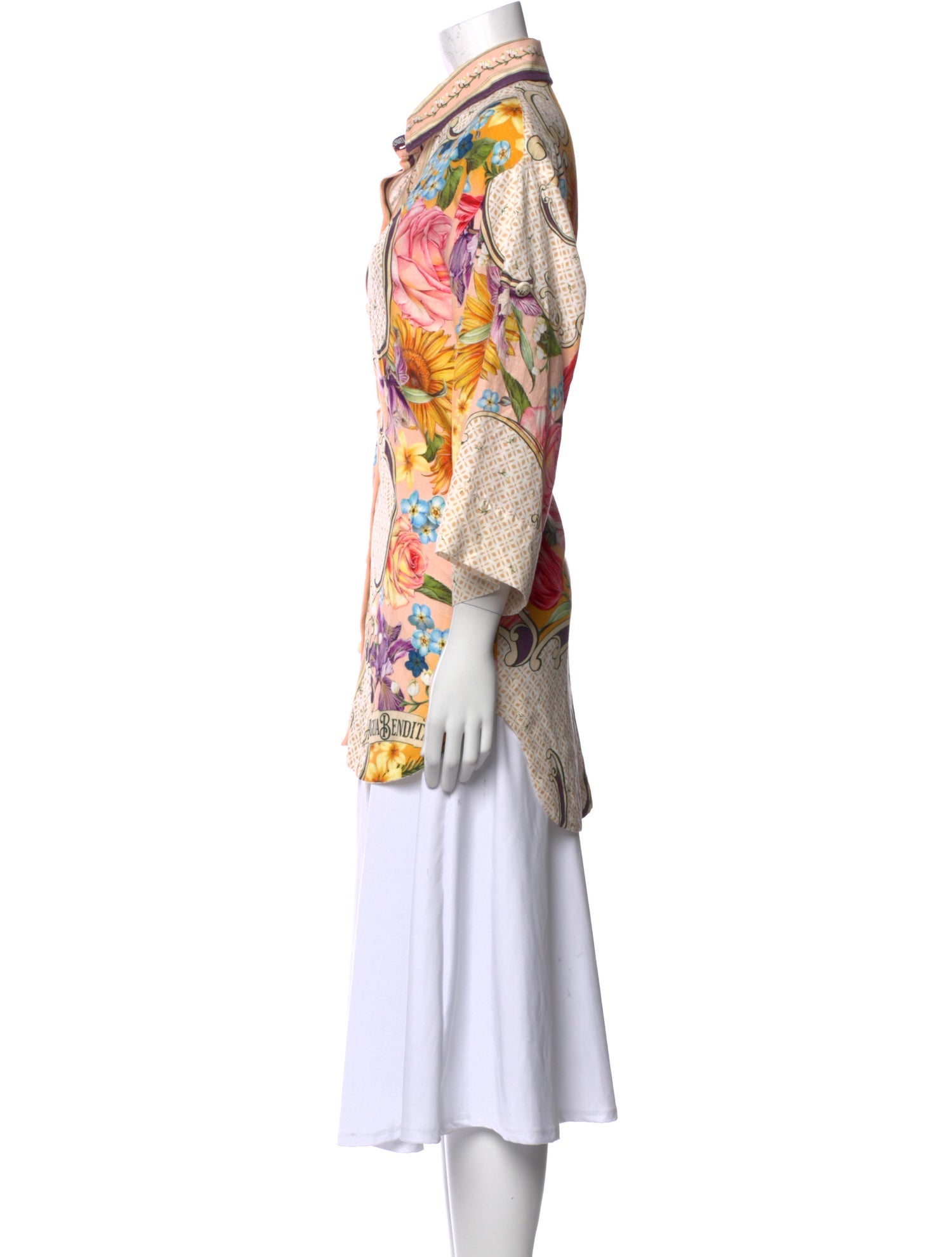 Agua Bendita Floral Print Long Sleeve Tunic
