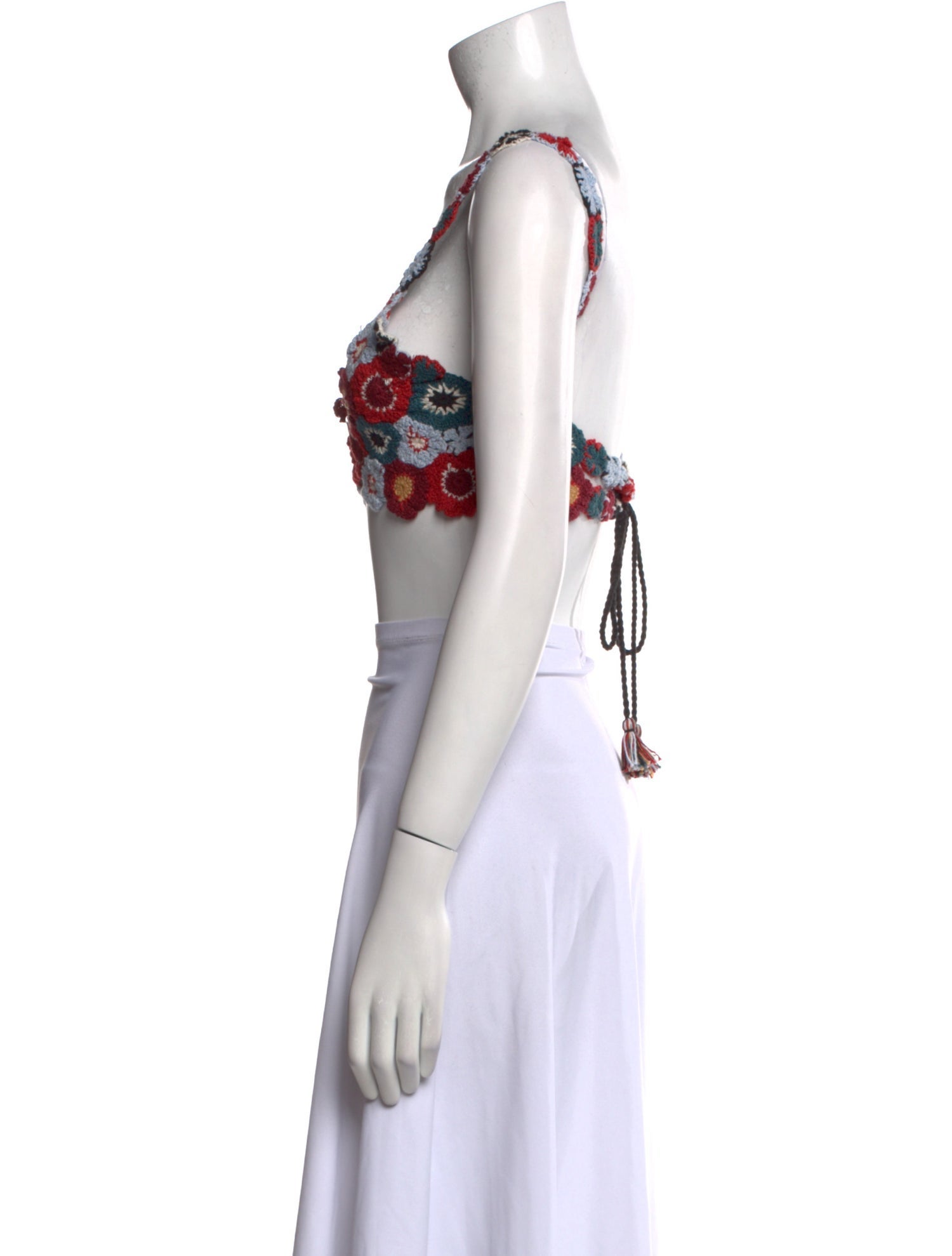 Agua Bendita Floral Print Square Neckline Crop Top w/ Tags