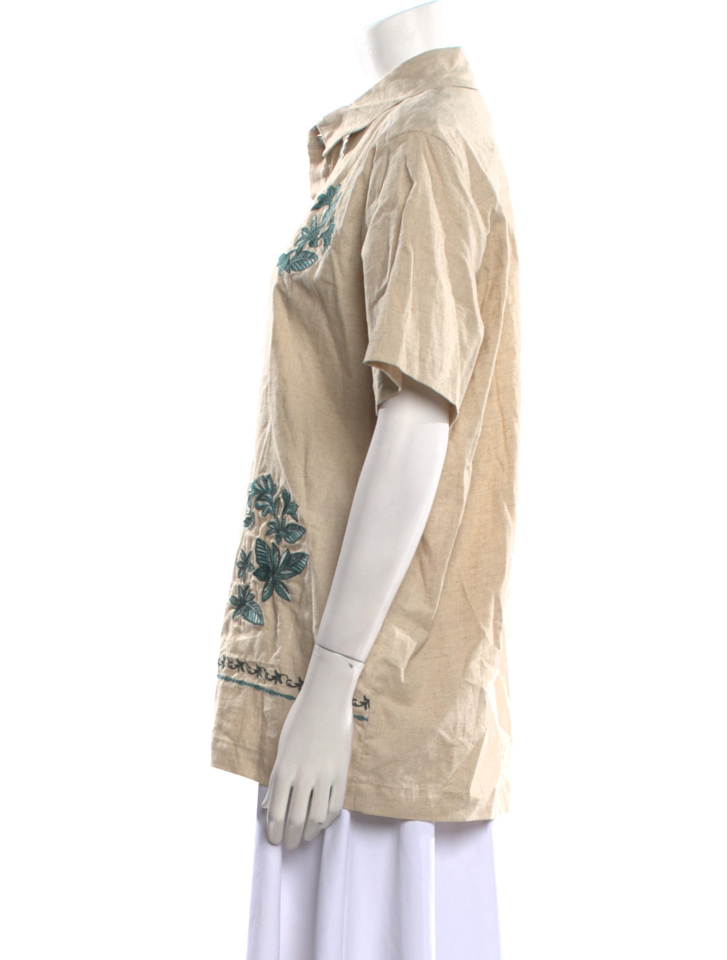 Agua Bendita Printed Short Sleeve Button-Up Top w/ Tags