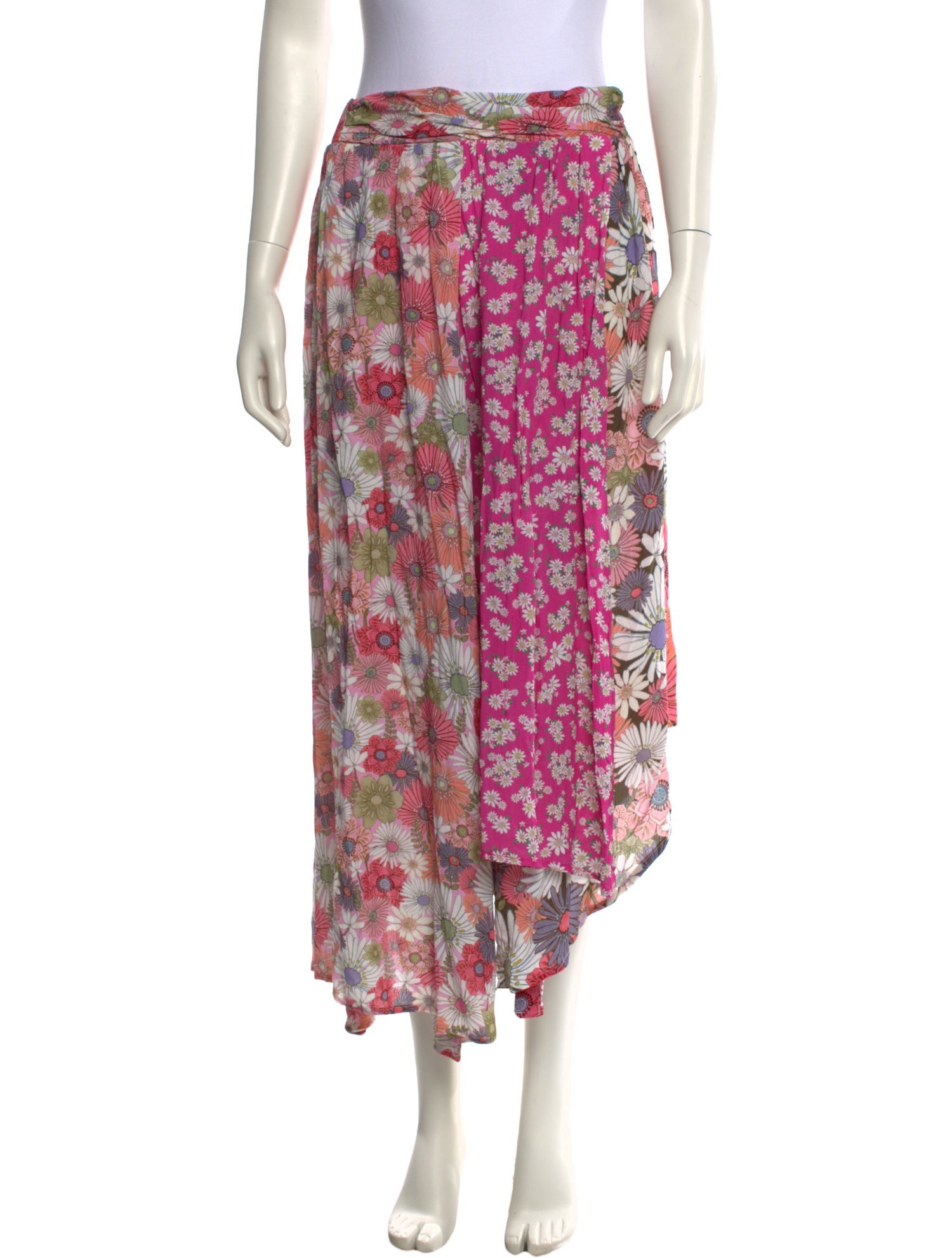 Agua Bendita Floral Print Midi Length Skirt