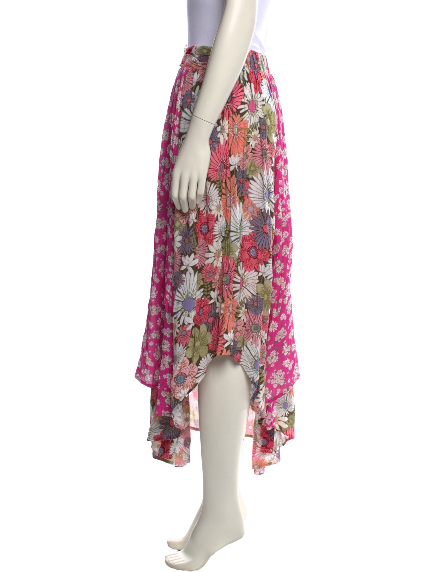 Agua Bendita Floral Print Midi Length Skirt