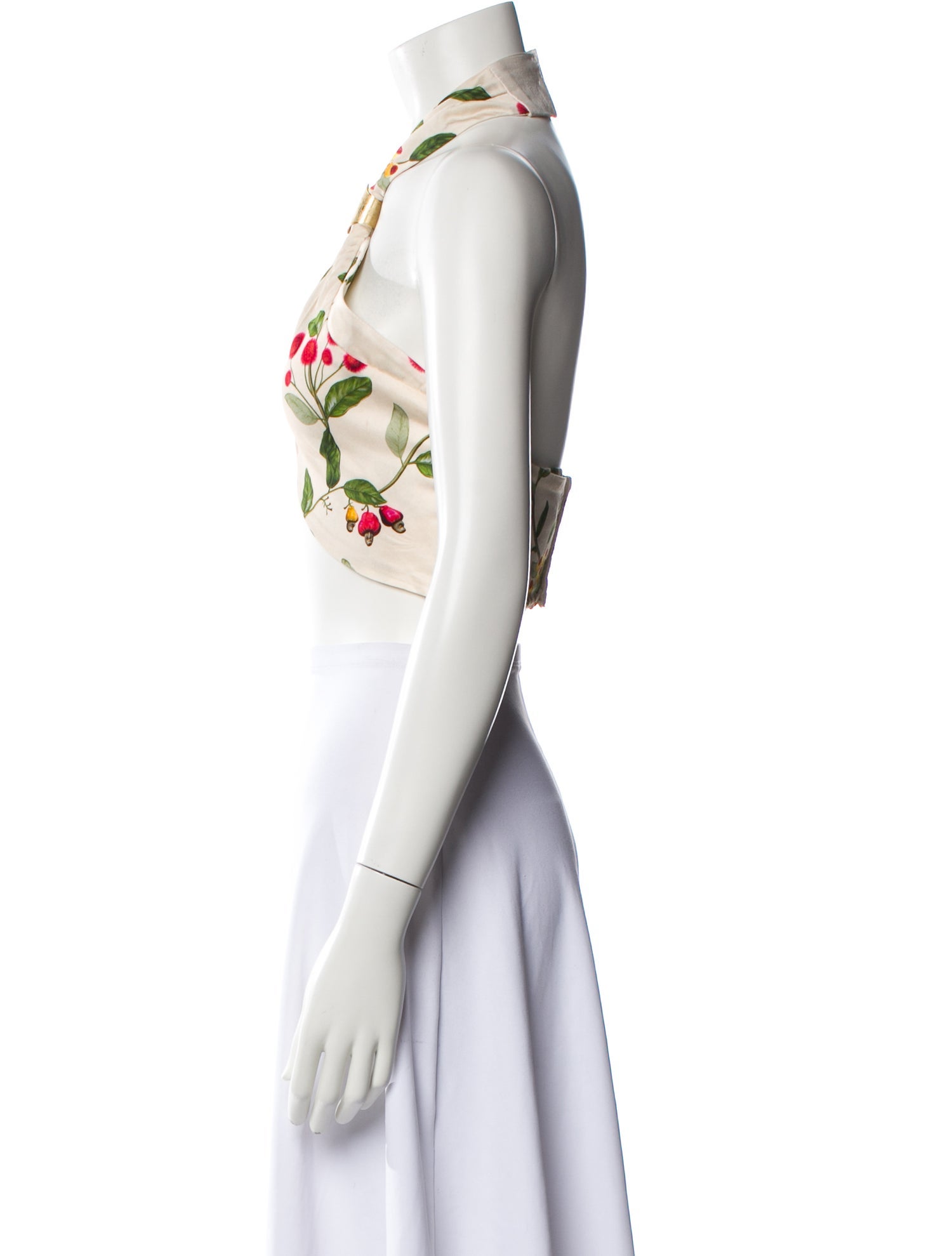 Agua Bendita Floral Print Halterneck Crop Top